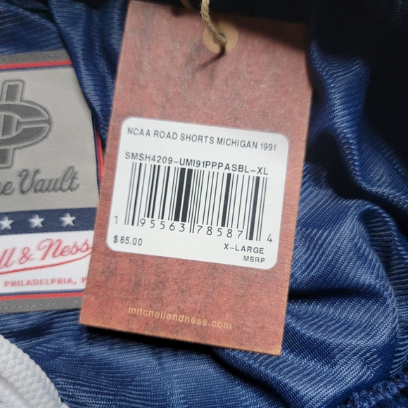 Mitchell And Ness 1991 Michigan Basketball Road Shorts Men's Size XL Blue New - Picture 10 of 11